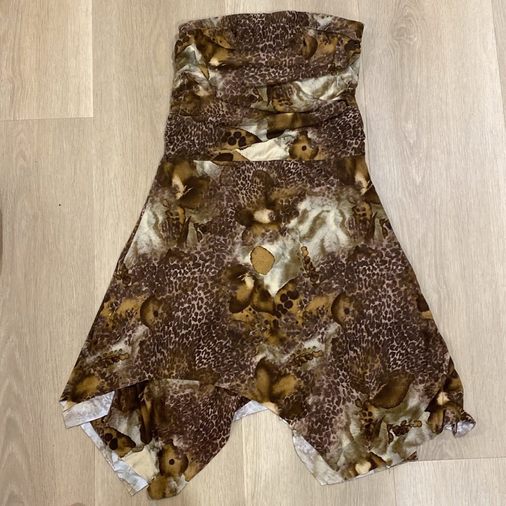 Forever 21 Ruched Strapless‎ Cheetah Print Dress Size Small